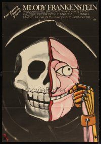 9f435 YOUNG FRANKENSTEIN Polish 27x38 '79 Mel Brooks, wild Jerzy Flisak art of skull man!