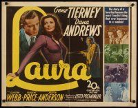 9g120 LAURA 1/2sh '44 great image of Dana Andrews lusting after sexy Gene Tierney, Otto Preminger