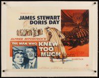 9g035 MAN WHO KNEW TOO MUCH linen 1/2sh '56 James Stewart & Doris Day, directed by Alfred Hitchcock!
