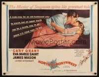 9g038 NORTH BY NORTHWEST style B 1/2sh '59 Cary Grant kissing Eva Marie Saint, Alfred Hitchcock classic!