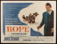 9g039 ROPE 1/2sh '48 great image of James Stewart holding the rope, Alfred Hitchcock classic!