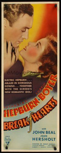 9g128 BREAK OF HEARTS insert '35 Katharine Hepburn w/the screen's new romantic idol Charles Boyer!