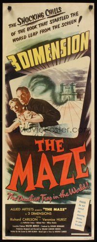 9g130 MAZE insert '53 William Cameron Menzies, great 3-D image of girl reaching off the screen!