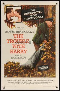 9g025 TROUBLE WITH HARRY linen 1sh '55 Alfred Hitchcock, John Forsythe, Shirley MacLaine, Gwenn