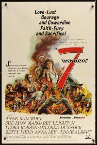 9h011 7 WOMEN 1sh '66 directed by John Ford, Anne Bancroft, Sue Lyon, art of top stars!