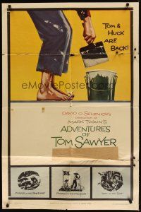 9h018 ADVENTURES OF TOM SAWYER style B 1sh R58 Tommy Kelly as Mark Twain's classic character!