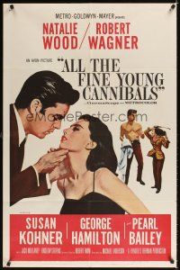 9h026 ALL THE FINE YOUNG CANNIBALS 1sh '60 art of Robert Wagner about to kiss sexy Natalie Wood!