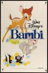 9h051 BAMBI 1sh R82 Walt Disney cartoon deer classic, great art with Thumper & Flower!