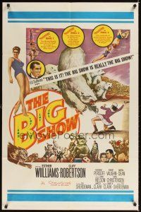 9h068 BIG SHOW 1sh '61 sexy Esther Williams & Cliff Robertson at circus!