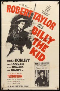 9h071 BILLY THE KID 1sh R55 Robert Taylor as the most notorious outlaw in the West!