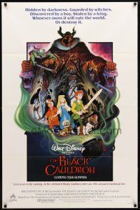 9h073 BLACK CAULDRON advance 1sh '85 first Walt Disney CG, cool fantasy art by Paul Wensel!
