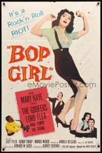 9h094 BOP GIRL GOES CALYPSO 1sh '57 art of sexy Judy Tyler, a rock & roll riot!