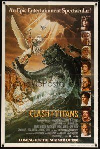 9h144 CLASH OF THE TITANS int'l advance 1sh '81 Ray Harryhausen, great fantasy art by Daniel Goozee!
