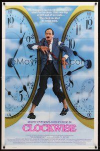 9h149 CLOCKWISE 1sh '86 great image of wacky John Cleese trapped between clocks!
