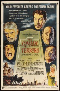9h162 COMEDY OF TERRORS 1sh '64 Boris Karloff, Peter Lorre, Vincent Price, Joe E. Brown, Tourneur