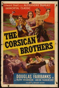 9h174 CORSICAN BROTHERS 1sh R47 Douglas Fairbanks Jr., Ruth Warrick, Akim Tamiroff