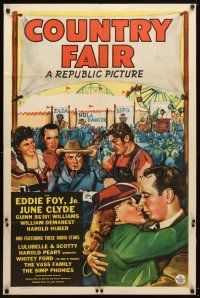 9h177 COUNTRY FAIR 1sh '41 romantic art of Eddie Foy Jr. & June Clyde!