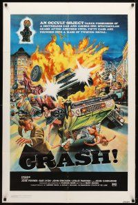 9h179 CRASH 1sh '76 Charles Band, an occult object, a mass of twisted metal, cool art by Musso!