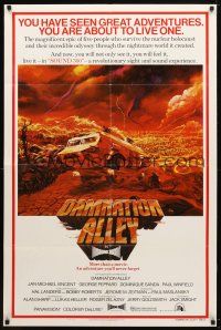 9h193 DAMNATION ALLEY 1sh '77 Jan-Michael Vincent, artwork of cool vehicle by Paul Lehr!