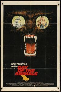 9h203 DAY OF THE ANIMALS style B int'l 1sh '77 really wild art of crazed beast out for revenge!