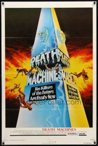 9h211 DEATH MACHINES 1sh '76 wild sci-fi art image, the killers of the future are ready now!