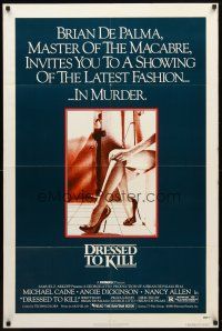 9h249 DRESSED TO KILL 1sh '80 Brian De Palma shows you the latest fashion of murder, sexy legs!