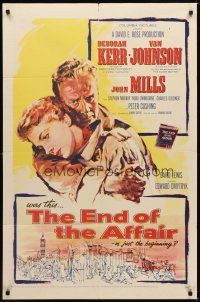 9h272 END OF THE AFFAIR 1sh '55 romantic artwork of Deborah Kerr & Van Johnson!