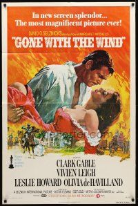 9h338 GONE WITH THE WIND 1sh R74 Clark Gable & Vivien Leigh, all-time classic!