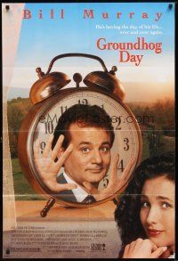 9h347 GROUNDHOG DAY DS 1sh '93 Bill Murray, Andie MacDowell, directed by Harold Ramis!