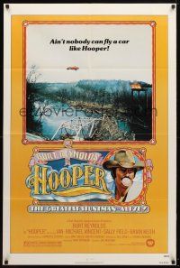 9h389 HOOPER 1sh '78 great portrait of stunt man Burt Reynolds car jumping ravine!