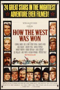 9h393 HOW THE WEST WAS WON 1sh '64 John Ford epic, Debbie Reynolds, Gregory Peck & all-star cast!