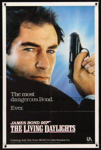 9h488 LIVING DAYLIGHTS teaser 1sh '87 Timothy Dalton as the most dangerous James Bond ever!