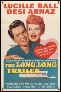 9h492 LONG, LONG TRAILER 1sh '54 newlyweds Lucille Ball & Desi Arnaz go on honeymoon adventure!