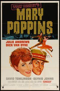 9h513 MARY POPPINS style A 1sh R80 Julie Andrews & Dick Van Dyke in Walt Disney's musical classic!