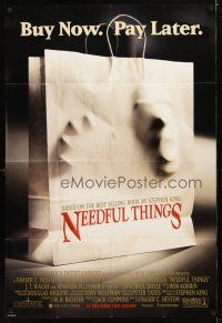 9h548 NEEDFUL THINGS advance 1sh '93 Stephen King, creepy image of shopping bag!