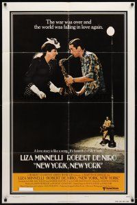 9h553 NEW YORK NEW YORK style B 1sh '77 Robert De Niro plays sax while Liza Minnelli sings!