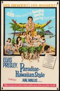 9h596 PARADISE - HAWAIIAN STYLE 1sh '66 Elvis Presley on the beach with sexy tropical babes!