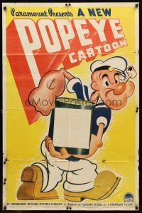 9h626 POPEYE CARTOON stock 1sh '41 cool artwork of classic sailor w/pipe & spinach!