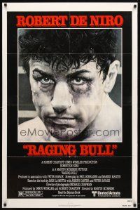 9h650 RAGING BULL 1sh '80 Martin Scorsese, classic close up boxing image of Robert De Niro!