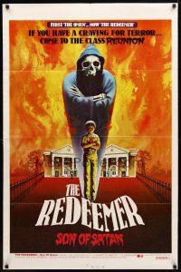 9h655 REDEEMER SON OF SATAN 1sh '78 cool horror art of hooded skeleton and kid with red eyes!
