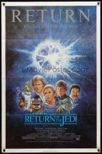 9h663 RETURN OF THE JEDI 1sh R85 George Lucas classic, different montage art by Tom Jung!