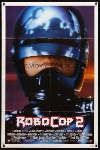 9h679 ROBOCOP 2 1sh '90 great close up of cyborg policeman Peter Weller, sci-fi sequel!