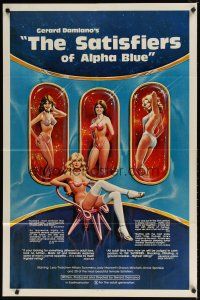 9h707 SATISFIERS OF ALPHA BLUE 1sh '81 Gerard Damiano directed, sexiest sci-fi artwork!