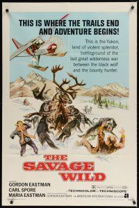 9h712 SAVAGE WILD 1sh '70 Yukon animal violence, Gordon Eastman, AIP!