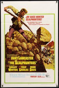 9h713 SCALPHUNTERS style B 1sh '68 different art of Burt Lancaster pushing boulder down hill!