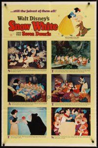 9h766 SNOW WHITE & THE SEVEN DWARFS style B 1sh R67 Walt Disney animated cartoon fantasy classic!