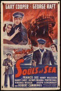 9h773 SOULS AT SEA style A 1sh R43 sailors Gary Cooper & George Raft + sexy Frances Dee!