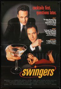 9h807 SWINGERS 1sh '96 Vince Vaughn & Jon Favreau, cocktails first, questions later!