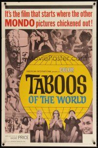 9h814 TABOOS OF THE WORLD 1sh '65 I Tabu, AIP, Vincent Price, wild image of shocked audience!