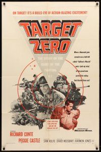 9h819 TARGET ZERO 1sh '56 Richard Conte, Peggie Castle, Chuck Connors, Korean War!